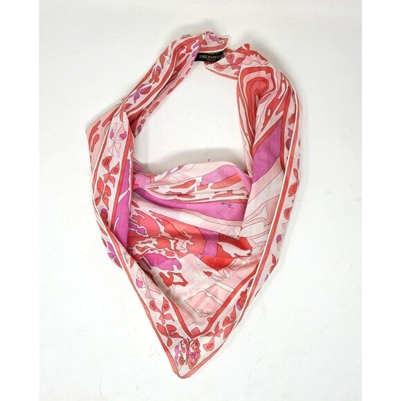 EMILIO PUCCI Firenze Italy Silk Blend Scarf Square 22 x 22 Inch Hand Rolled Hem - Picture 4 of 6
